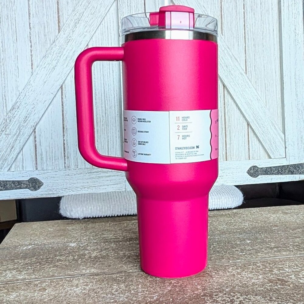 NWT Stanley Valentine’s Day Cosmo Pink 40oz Tumbler + Custom Bow/Boot 🎈💕 - Picture 9 of 11
